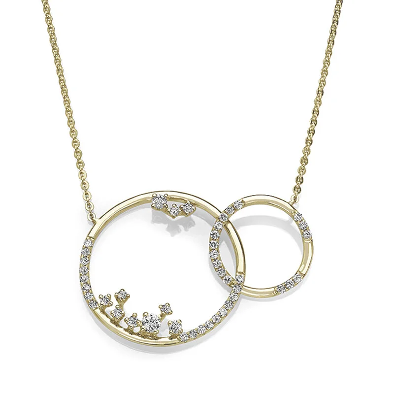 Gold necklace two circles sale